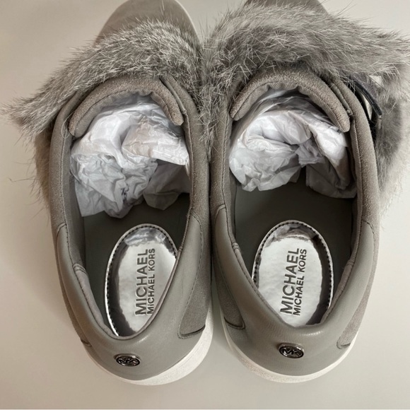 MICHAEL KORS Grey Fur Slip On Sneakers Size US 9.5 - Picture 5 of 9